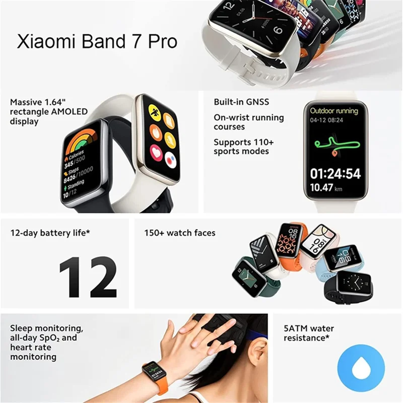 XIAOMI Smart Band 7 Pro Global Version 1.64" AMOLED Display 5ATM Waterproof Sports Watch - White