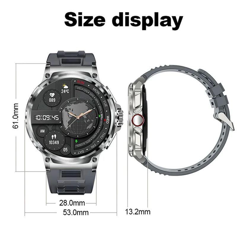 V69 1.85-inch HD Screen Smart Watch IP68 Waterproof Multi-Sports Fitness Watch with Heart Rate Monitoring - Silver