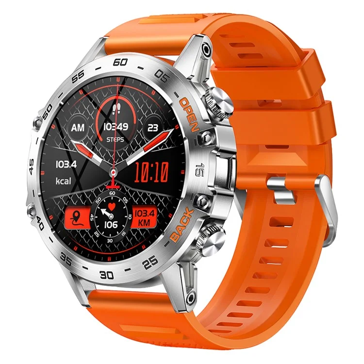 K52 Smartwatch con pantalla IPS de 1,39 pulgadas, monitor de frecuencia cardíaca, compatible con Bluetooth, conversación, larga duración de batería, pulsera deportiva - Naranja