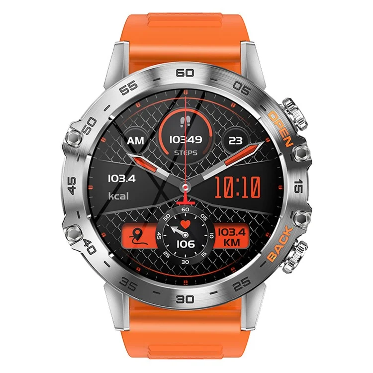 K52 Smartwatch con pantalla IPS de 1,39 pulgadas, monitor de frecuencia cardíaca, compatible con Bluetooth, conversación, larga duración de batería, pulsera deportiva - Naranja