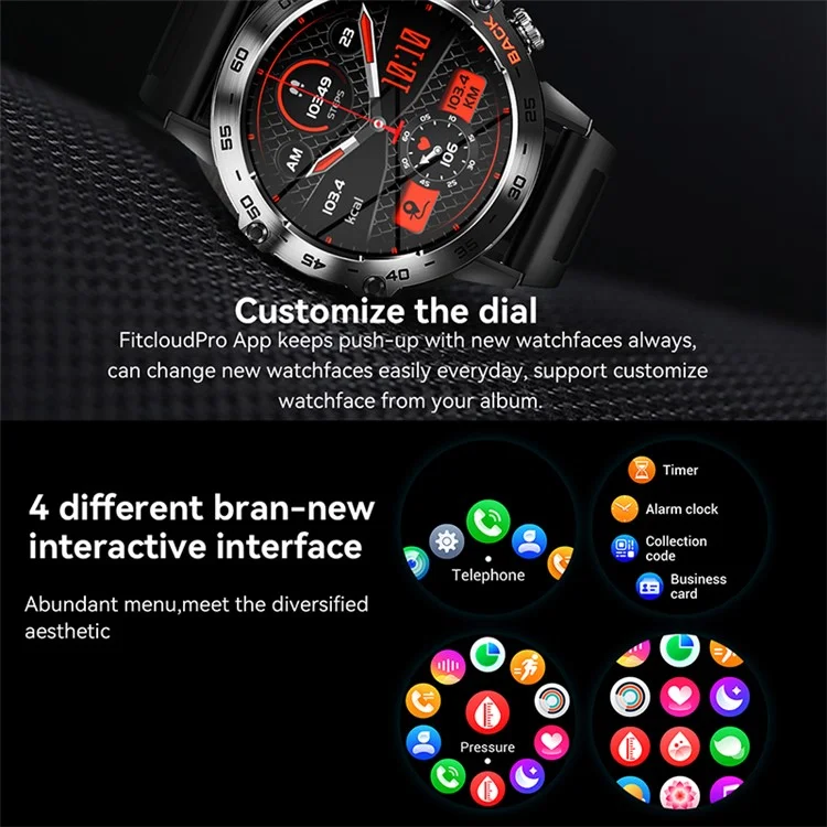 K52 Smartwatch con pantalla IPS de 1,39 pulgadas, monitor de frecuencia cardíaca, compatible con Bluetooth, conversación, larga duración de batería, pulsera deportiva - Naranja