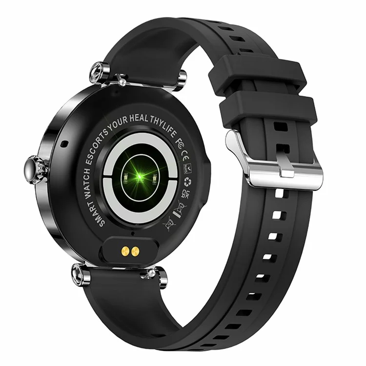 Bracciale da Polso da 1,27 Pollici CF32 Donne Women Health Monitor Decorazione Sinestone Smart Watch, Cinturino in Silicone - Nero