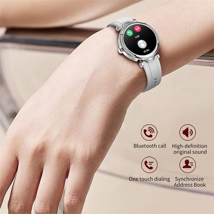 Bracciale da Polso da 1,27 Pollici CF32 Donne Women Health Monitor Decorazione Sinestone Smart Watch, Cinturino in Silicone - Nero