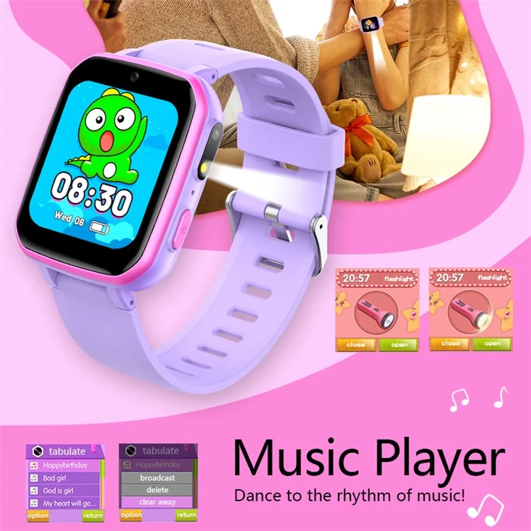 H9 Children Smart Watch Game Music Step Counting Dual Camera Rechargeable Kids Wrist Watch - Black
