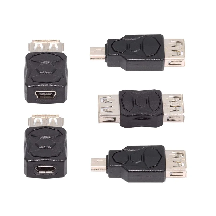 U2-006-AF 5Pcs Micro USB 2.0 OTG Mini USB 5Pin Type-A Male to Female Data Charge Adapter