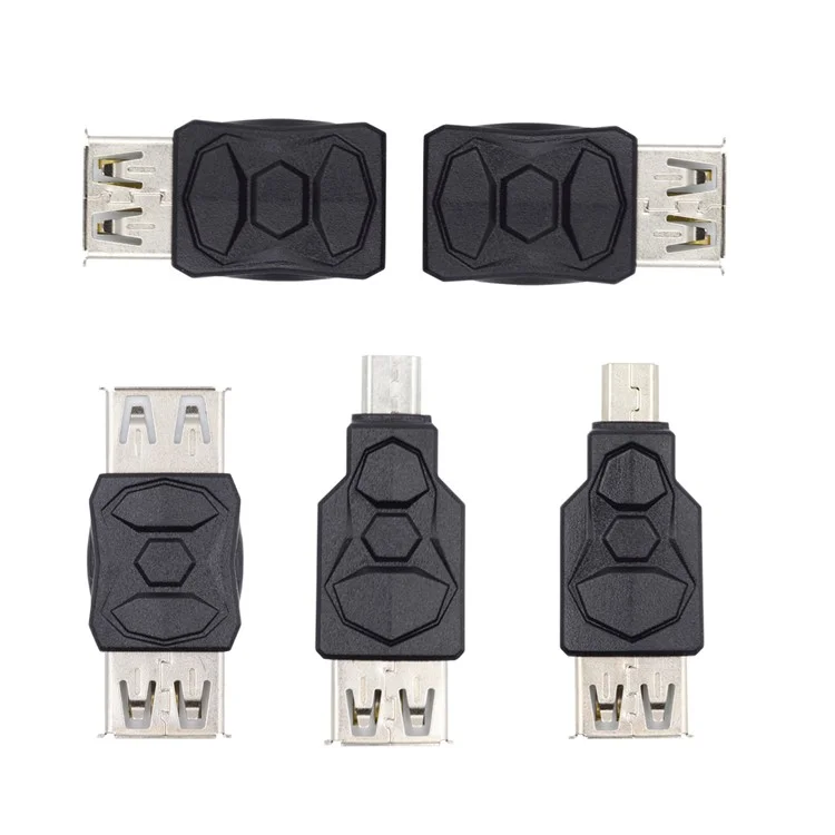 U2-006-AF 5Pcs Micro USB 2.0 OTG Mini USB 5Pin Type-A Male to Female Data Charge Adapter