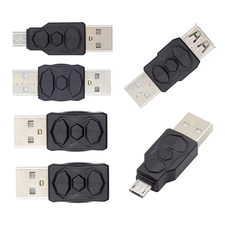 U2-006-AM 6Pcs Type-A Micro USB 2.0 Mini USB 5Pin Male to Female Extension Data Power Adapter