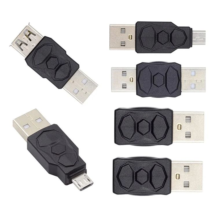 U2-006-AM 6Pcs Type-A Micro USB 2.0 Mini USB 5Pin Male to Female Extension Data Power Adapter