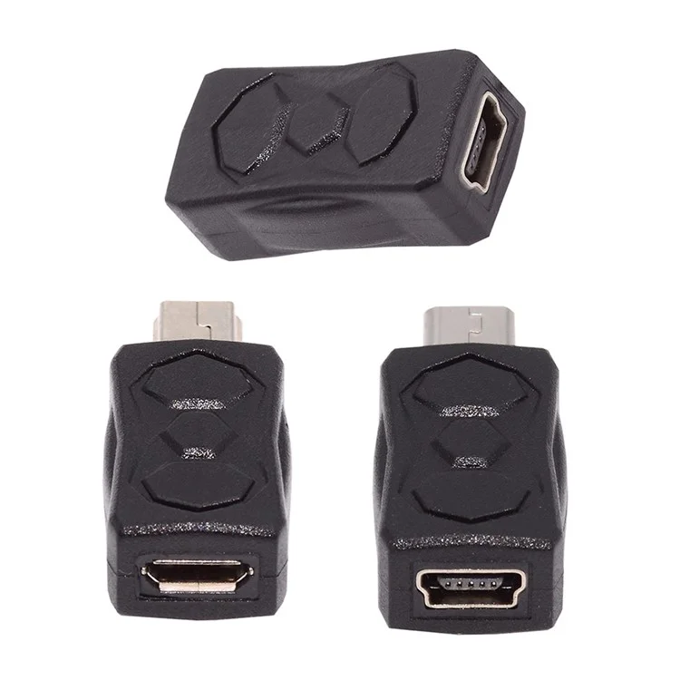U2-006-MM 3Pcs Micro USB 2.0 to Mini USB 5Pin Male to Female Extension Data Power Adapter
