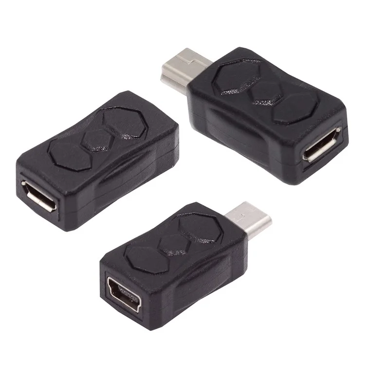 U2-006-MM 3Pcs Micro USB 2.0 to Mini USB 5Pin Male to Female Extension Data Power Adapter
