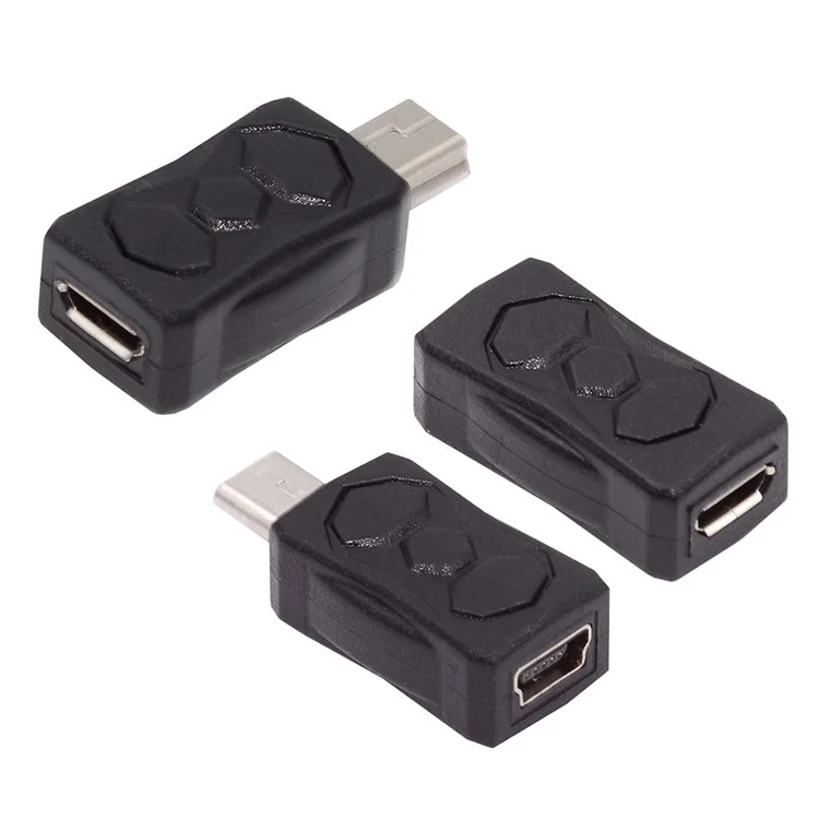 U2-006-MM 3Pcs Micro USB 2.0 to Mini USB 5Pin Male to Female Extension Data Power Adapter