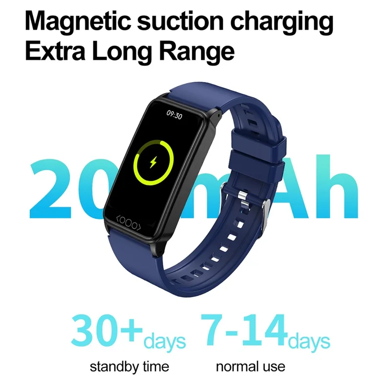 TK71pro 1.47" Smart Watch IP68 Waterproof Fitness Bracelet with Heart Rate Blood Oxygen Temperature Monitoring, DeepFit - Blue