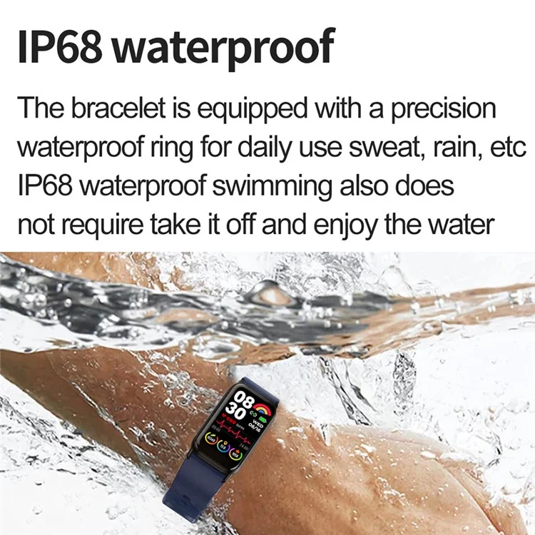 TK72 Brazalete Deportivo Inteligente de 1,47" Multifuncional con Monitoreo de Frecuencia Cardíaca, Temperatura Corporal y Oxígeno en Sangre, DeepFit - Negro 