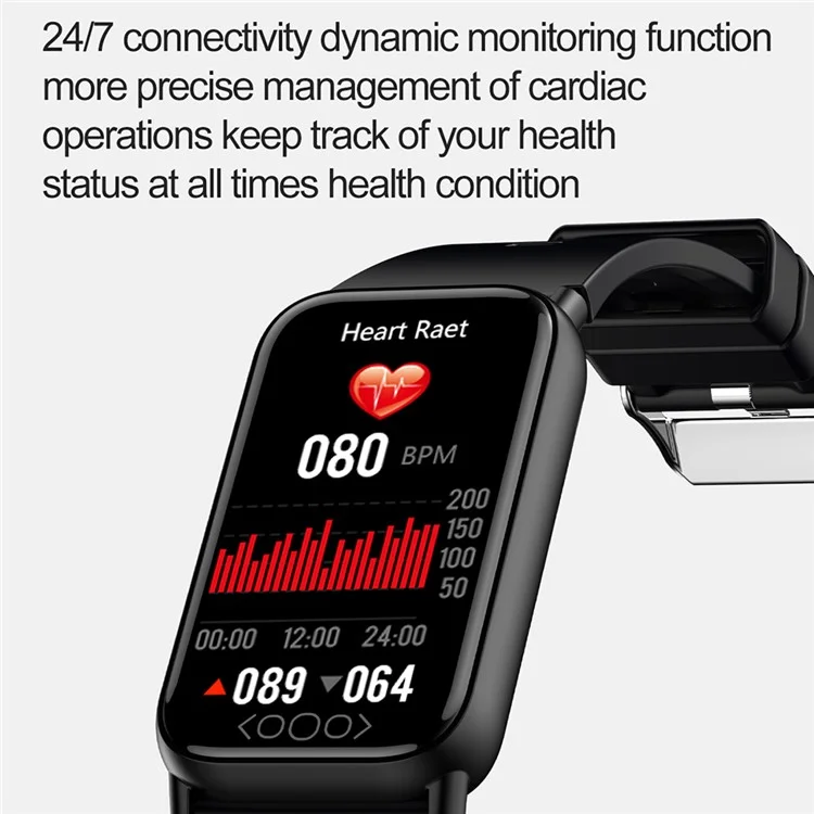 TK72 1.47" Smart Band Multi-Mode Sports Bracelet with Heart Rate Body Temperature Blood Oxygen Monitoring, DeepFit - Black