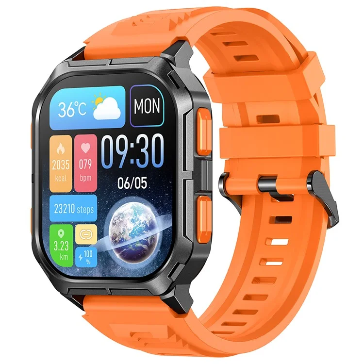 D28A 2.01" HD Screen Smart Watch 8763E IP68 Waterproof Sports Bracelet with Heart Rate Monitoring - Tarnish+Orange+Orange