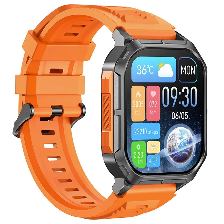 D28A 2.01" HD Screen Smart Watch 8763E IP68 Waterproof Sports Bracelet with Heart Rate Monitoring - Tarnish+Orange+Orange