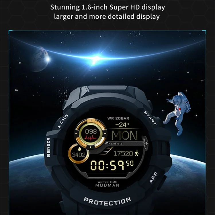MT17S 1,6 Pouce HD Écran Intelligent Smart Watch Bluetooth Talk Outdoor Sports Bracelet Avec Boussole - Noir