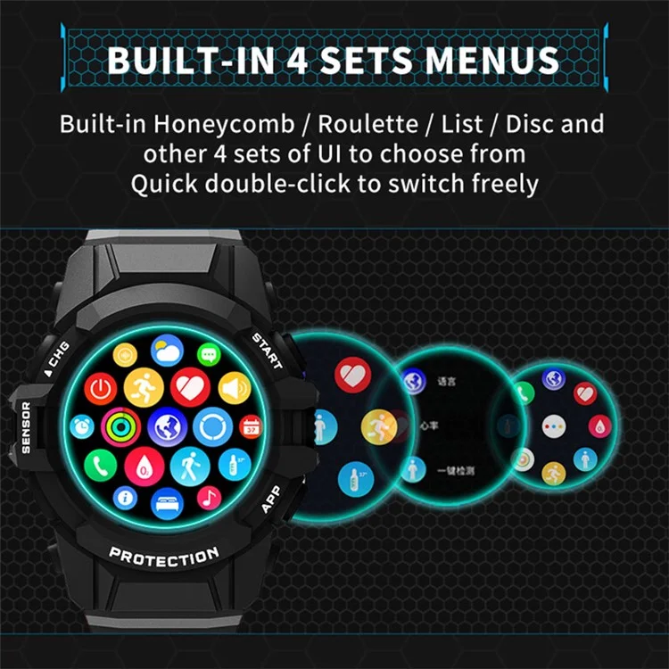 MT17S 1,6 Pouce HD Écran Intelligent Smart Watch Bluetooth Talk Outdoor Sports Bracelet Avec Boussole - Noir