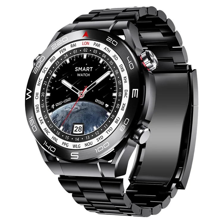 S59 1,5 Pouce Écran Rond Smart Watch Sleep Health Surveillant Bluetooth Calling Sports Watch - Sangle en Acier Noir