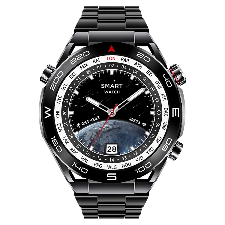 S59 1,5 Pouce Écran Rond Smart Watch Sleep Health Surveillant Bluetooth Calling Sports Watch - Sangle en Acier Noir