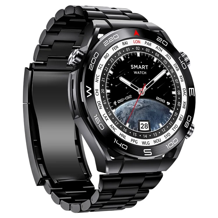S59 1,5 Pouce Écran Rond Smart Watch Sleep Health Surveillant Bluetooth Calling Sports Watch - Sangle en Acier Noir