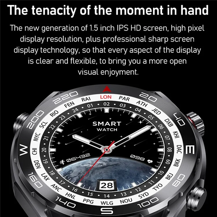 S59 1,5 Pouce Écran Rond Smart Watch Sleep Health Surveillant Bluetooth Calling Sports Watch - Sangle en Acier Noir