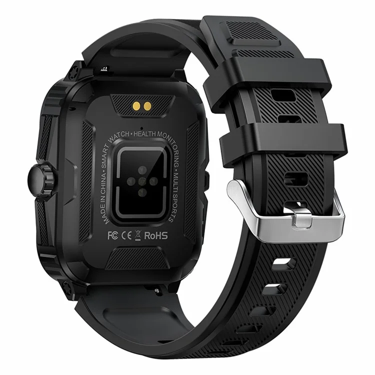 Montre connectée de sport outdoor étanche 3ATM KT71 avec écran de 1,96 pouces, appels Bluetooth et bracelet intelligent (application : DaFit) - Noir / Doré