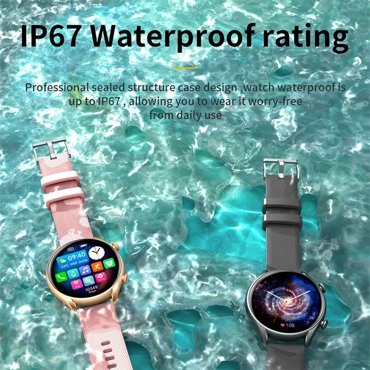 KT60 1.39-inch Fitness Tracker Bluetooth-compatible Call Voice Assistant Waterproof Smart Bracelet - Black