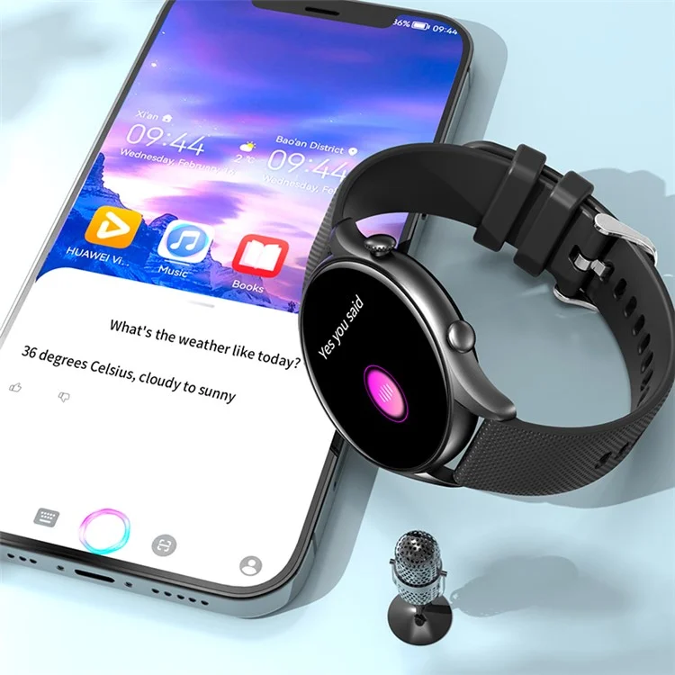 KT60 1.39-inch Fitness Tracker Bluetooth-compatible Call Voice Assistant Waterproof Smart Bracelet - Black