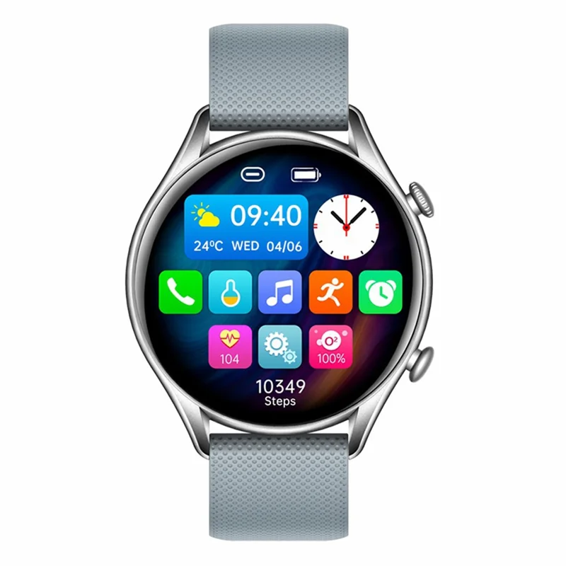 KT60 Braccialetto Fitness da 1,39 pollici con Chiamate Bluetooth, Assistente Vocale, Impermeabile - Argento