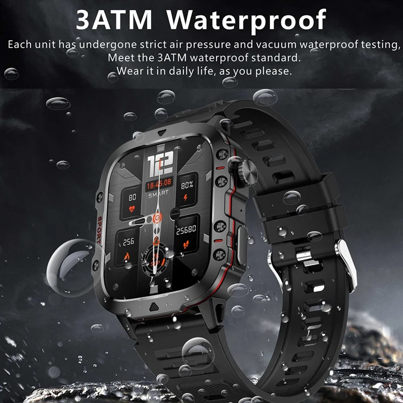 Orologio Smartwatch QX11 da 1,96 pollici Bluetooth per conversazioni all'aperto, impermeabile e anti-caduta, braccialetto sportivo per uomo - Beige