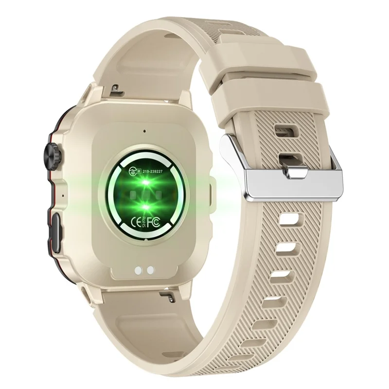 Orologio Smartwatch QX11 da 1,96 pollici Bluetooth per conversazioni all'aperto, impermeabile e anti-caduta, braccialetto sportivo per uomo - Beige