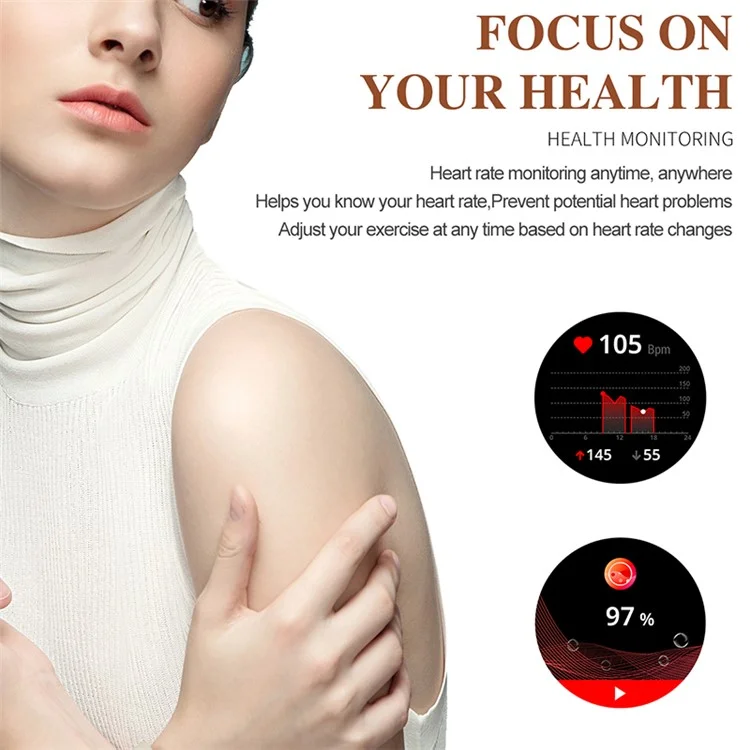 Watch3 pro 1.3" AMOLED Smart Watch with Metal Case Bluetooth-compatible Call Women Health Bracelet with Heart Rate Monitoring - Black