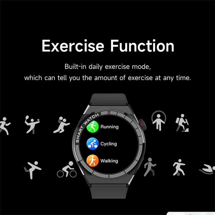 DEVIA M36 Smart Watch Pro 1 IP68 Waterproof Bluetooth Calling 1.43-inch AMOLED Health Monitor Bracelet - Black