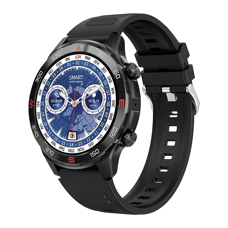 D03 1.6 Polegadas Grande Tela Smartwatch Resistente à Água Chamadas Bluetooth Rastreador de Saúde Monitor de Banda - Silicone / Preto