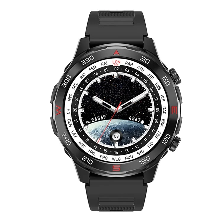 D03 1.6 Polegadas Grande Tela Smartwatch Resistente à Água Chamadas Bluetooth Rastreador de Saúde Monitor de Banda - Silicone / Preto