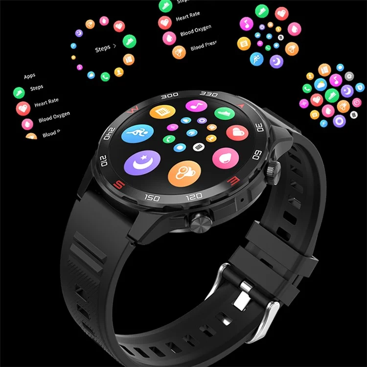 D03 1.6 Polegadas Grande Tela Smartwatch Resistente à Água Chamadas Bluetooth Rastreador de Saúde Monitor de Banda - Silicone / Preto