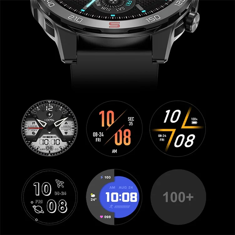 D03 1.6 Polegadas Grande Tela Smartwatch Resistente à Água Chamadas Bluetooth Rastreador de Saúde Monitor de Banda - Silicone / Preto