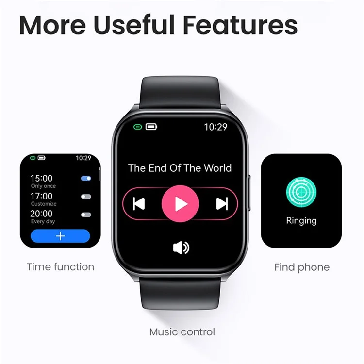 HAYLOU Watch 2 Pro Écran carré de 1,85 pouce Mode multi-sport Montre connectée - Noir