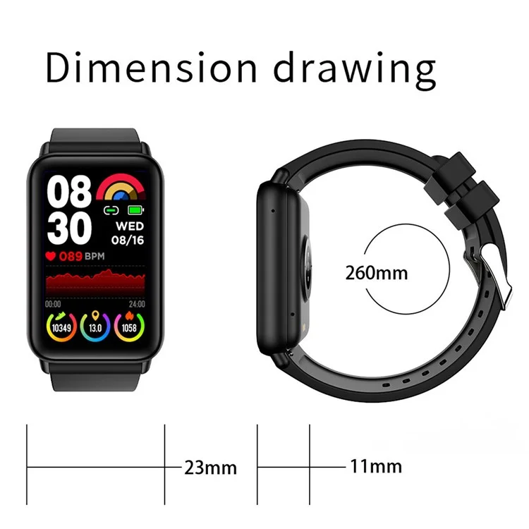 T68 Smart Watch 1.57" Full Touch Screen Bluetooth Call Sports Bracelet with Health Monitoring - Black