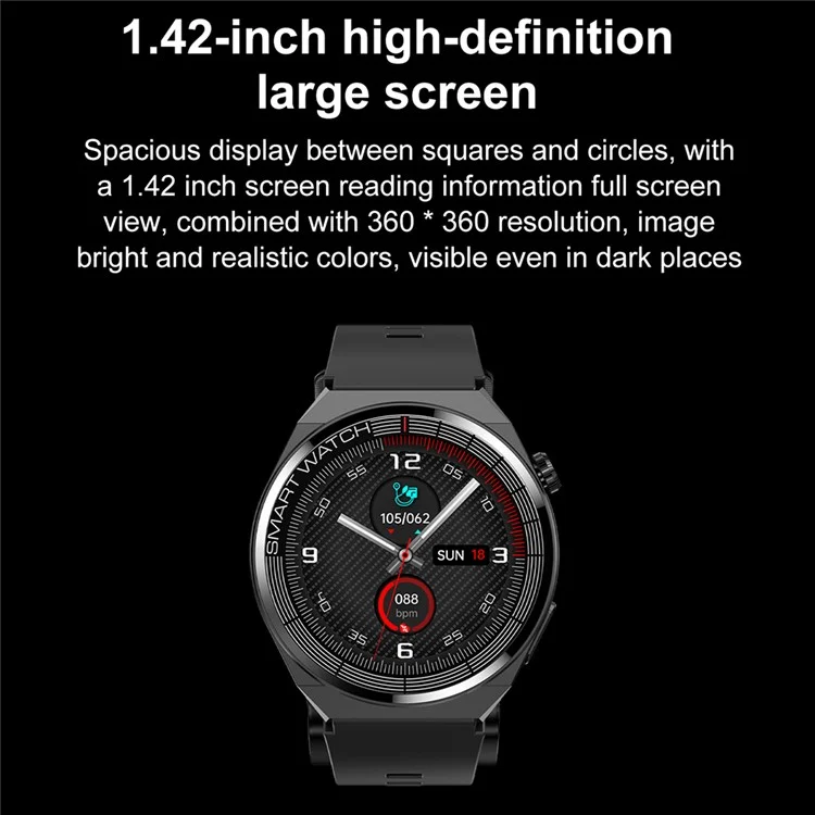 TK62 1.42-inch Health Smart Watch Precision Blood Pressure and ECG Monitoring - Red