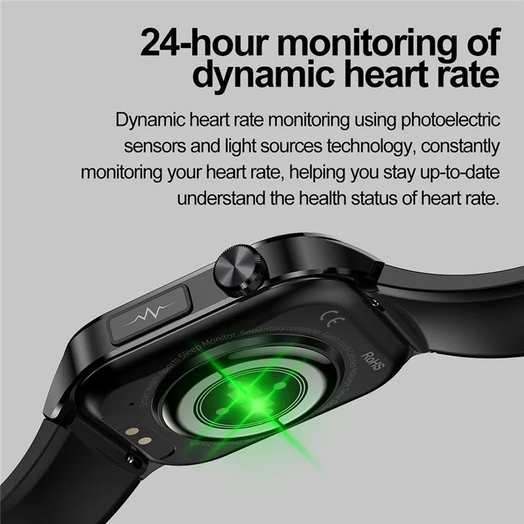 ET580 2.04" AMOLED Smart Watch Bluetooth Call ECG Health Bracelet, Lederarmband - Schwarz