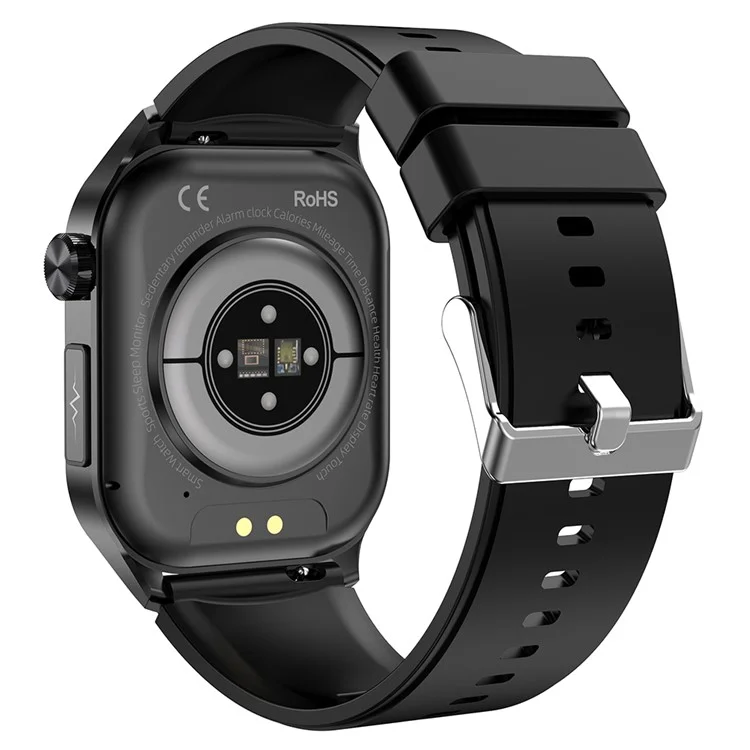 Montre connectée de suivi de la santé avec écran AMOLED de 2,04 pouces, bracelet en silicone - Noir