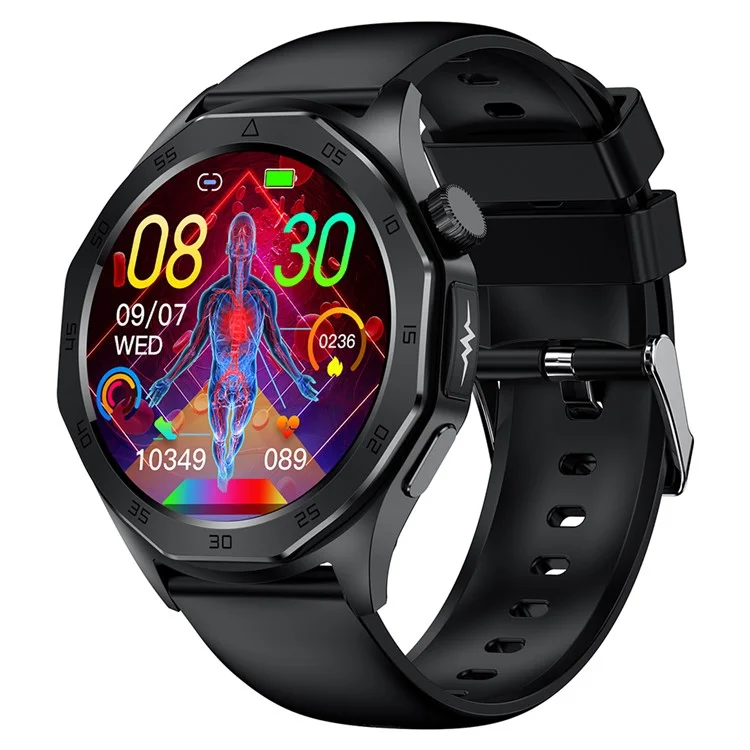 ET480 1.43" Fitness Tracker with ECG Smart Watch, Silicone Strap (APP: Hband) - Black