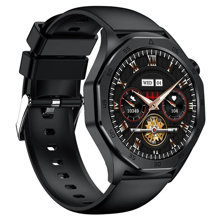 ET480 1.43" Fitness Tracker with ECG Smart Watch, Silicone Strap (APP: Hband) - Black