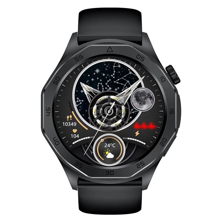 ET480 1.43" Fitness Tracker with ECG Smart Watch, Silicone Strap (APP: Hband) - Black