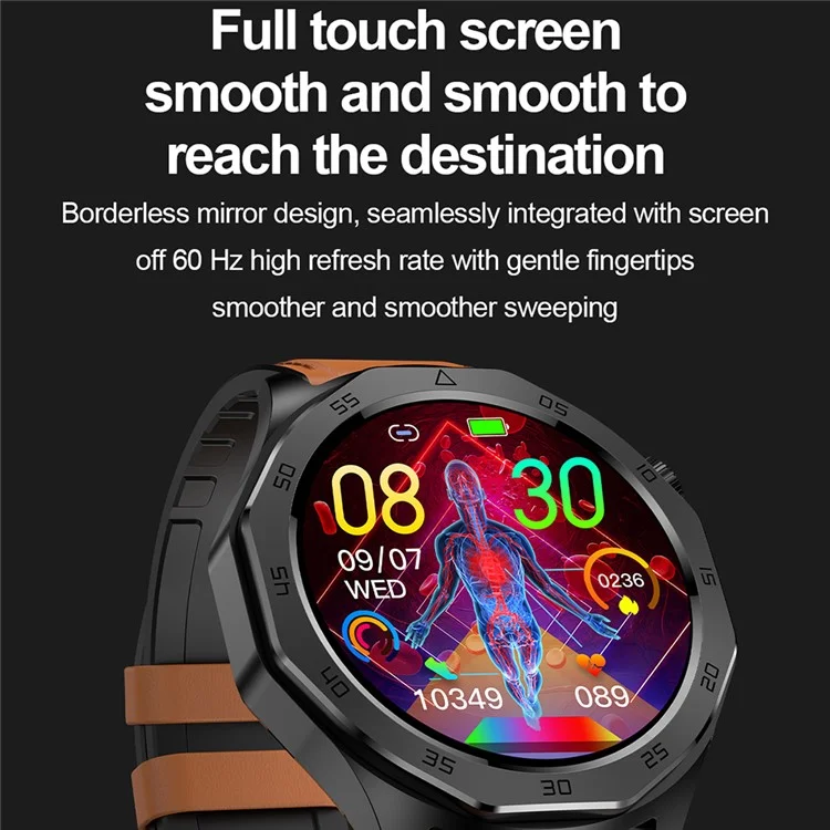 ET480 1.43" Fitness Tracker with ECG Smart Watch, Silicone Strap (APP: Hband) - Black