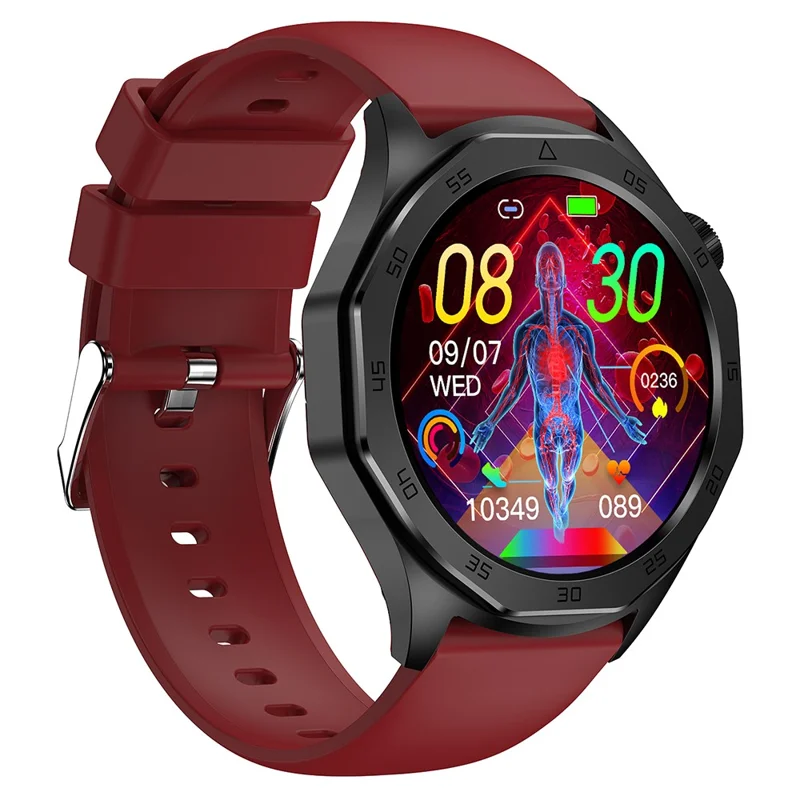 ET480 1.43" Fitness Tracker with ECG Smart Watch, Silicone Strap (APP: Hband) - Red