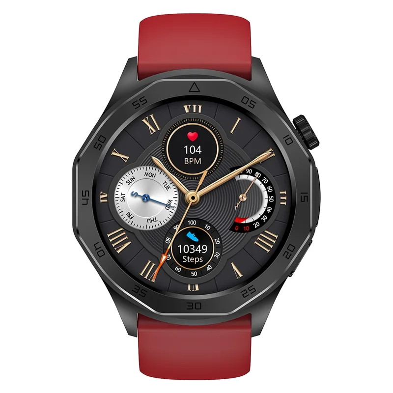 ET480 1.43" Fitness Tracker with ECG Smart Watch, Silicone Strap (APP: Hband) - Red