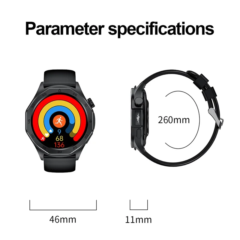 ET480 1.43" Fitness Tracker with ECG Smart Watch, Silicone Strap (APP: Hband) - Red